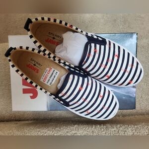 SPERRY X JAWS CREST TWIN GORE Striped Slip On Sneakers, Size 8